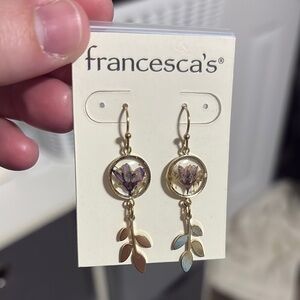 Francesca's Collections Gold and Purple Leaf Drop Earrings